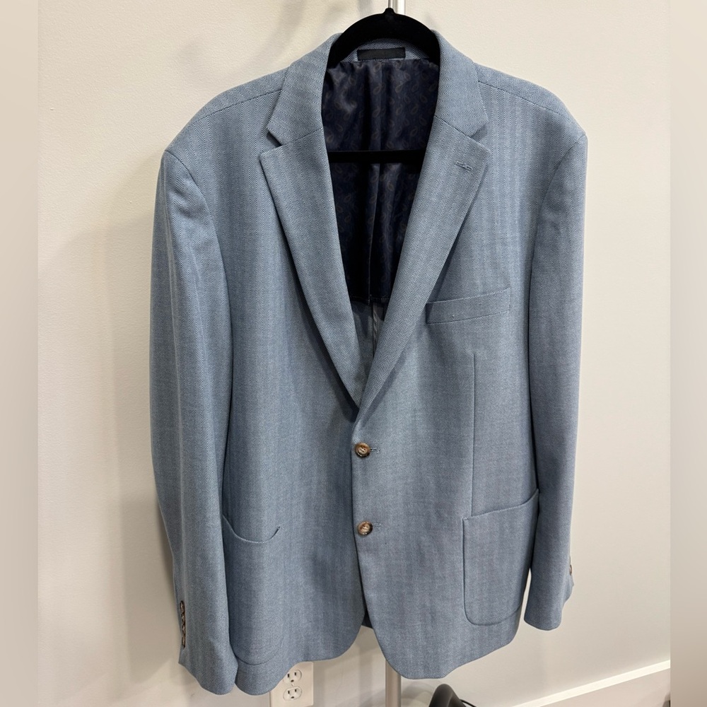 Lauren Ralph Lauren Light Blue Chevron Sport Coat - 48R